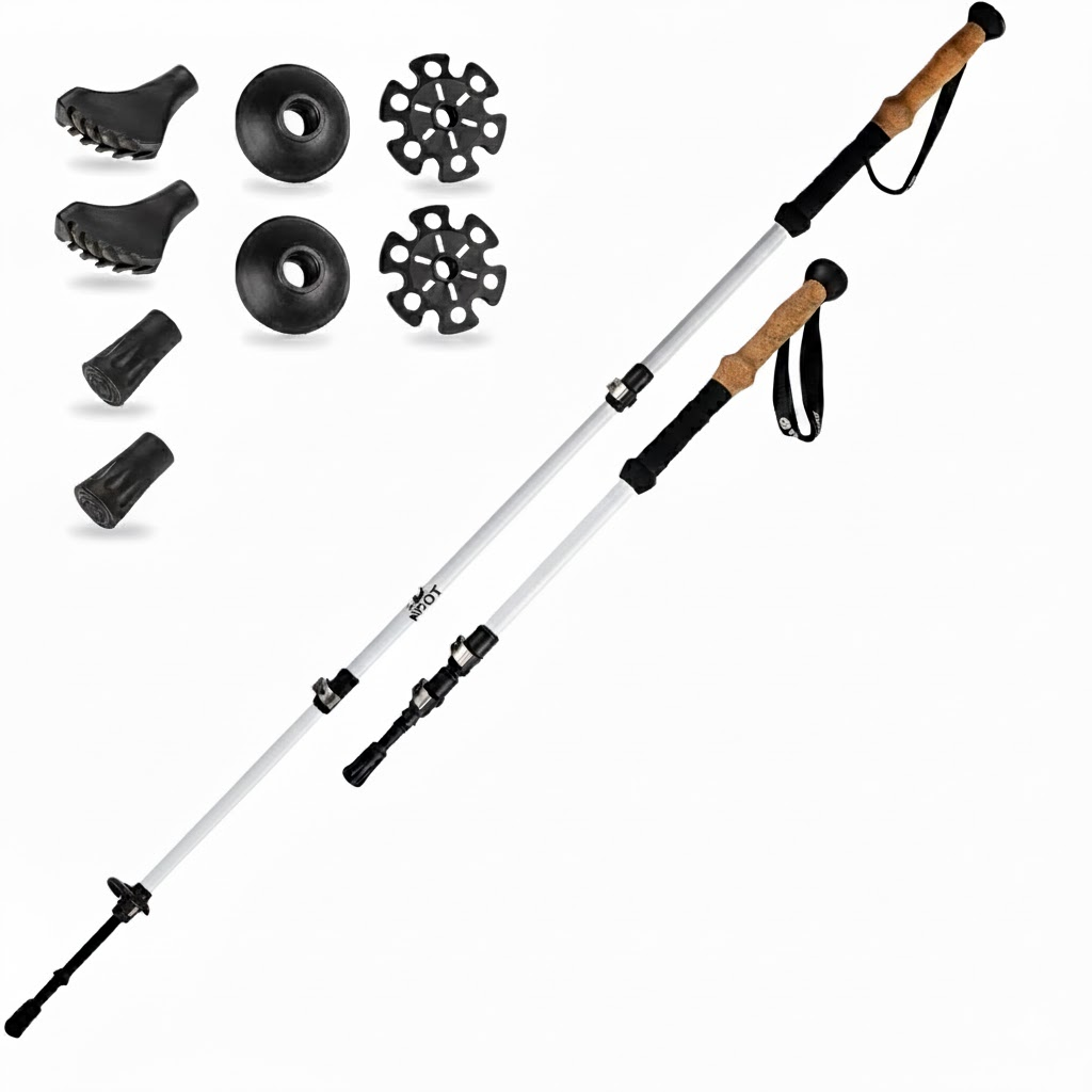 Adjustable Carbon Trekking Poles with Cork Handle