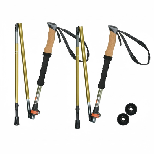 Aluminum Folding Quick Lock Trekking Poles with Cork Grip, 2 Hiking Poles